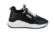 Versace Elegant Monochrome Leather Sneakers - ACCEXO