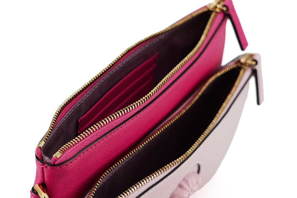 Versace Elegant Pink Leather Pouch Clutch - ACCEXO