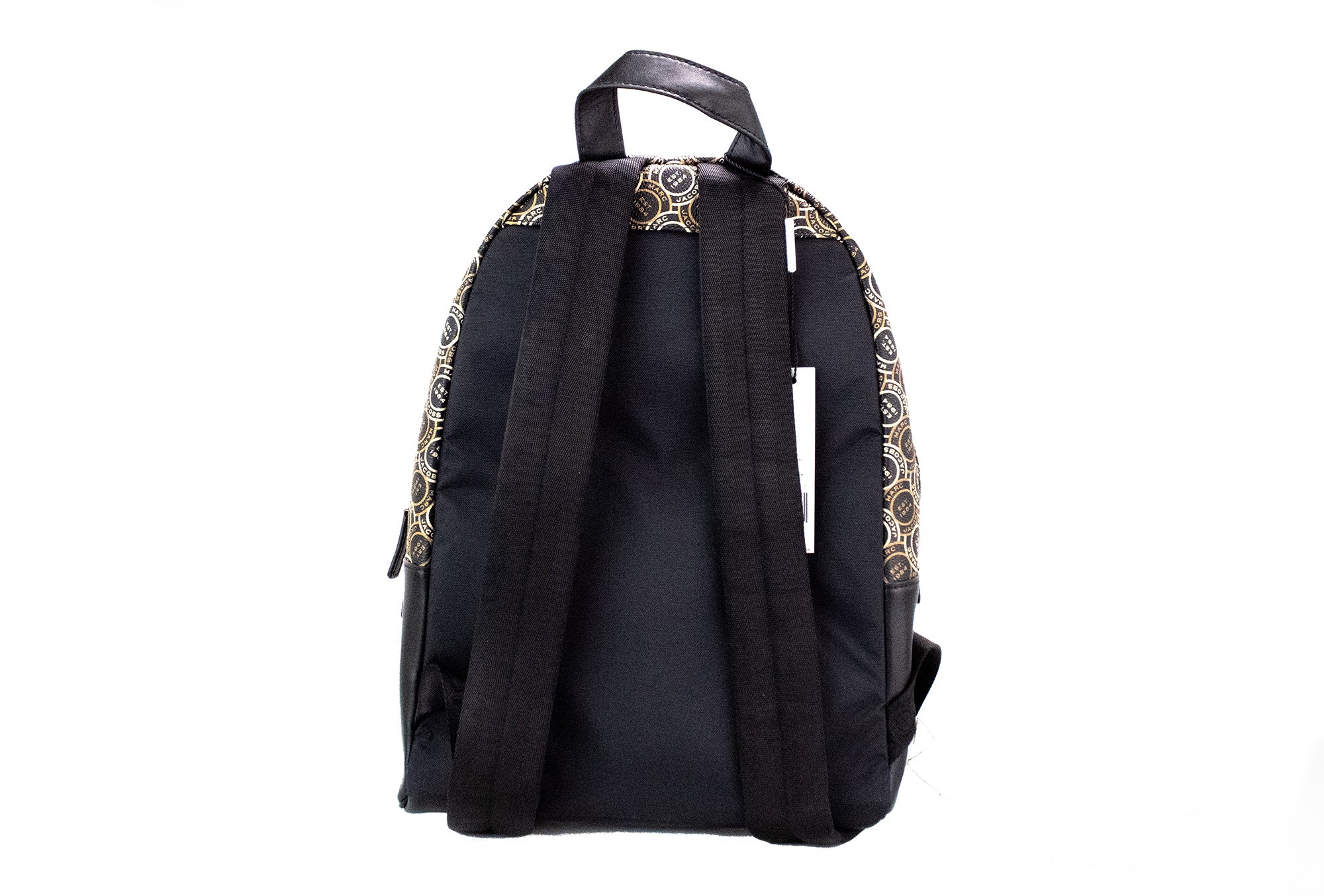 Marc Jacobs Signet Medium Black Logo Printed Leather Shoulder Backpack Bookbag - ACCEXO