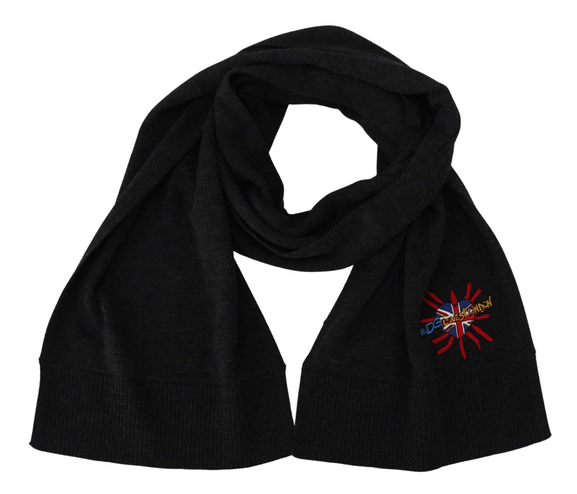 Dolce & Gabbana Elegant Black Wool Scarf Wrap - ACCEXO