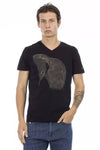 Trussardi Action Black Cotton Men V-Neck T-Shirt