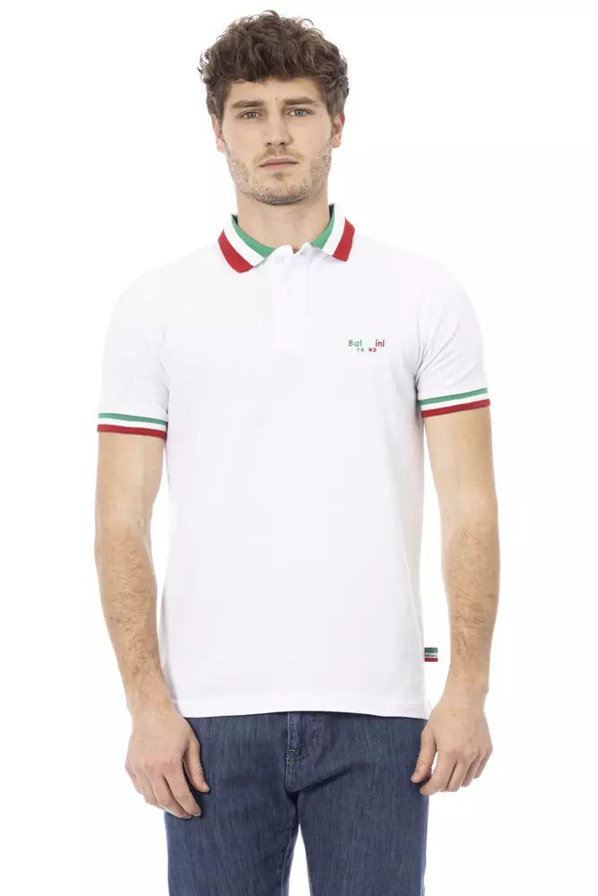 Baldinini Trend White Cotton Men Polo Shirt - ACCEXO