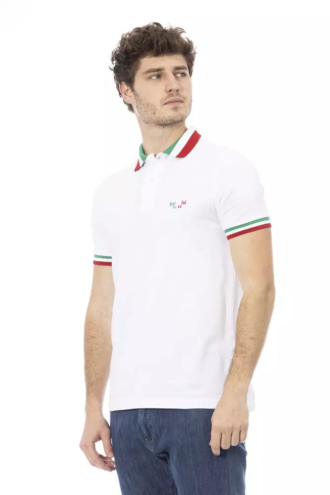 Baldinini Trend White Cotton Men Polo Shirt - ACCEXO
