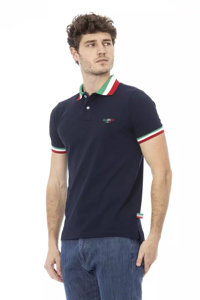 Baldinini Trend Blue Cotton Men Polo Shirt - ACCEXO