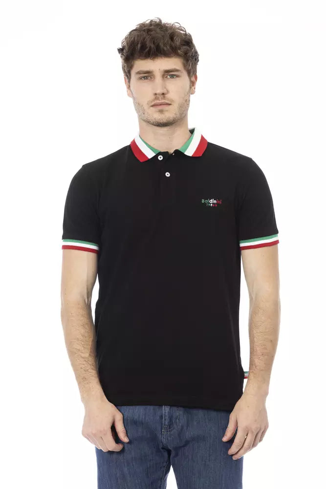 Baldinini Trend Black Cotton Men Polo Shirt - ACCEXO