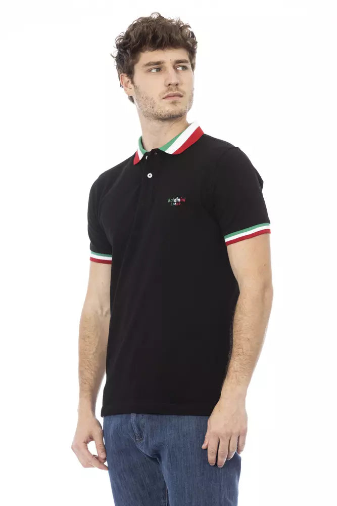 Baldinini Trend Black Cotton Men Polo Shirt - ACCEXO