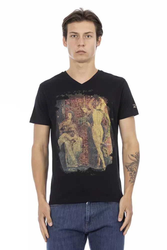 Trussardi Action Black Cotton Men T-Shirt - ACCEXO