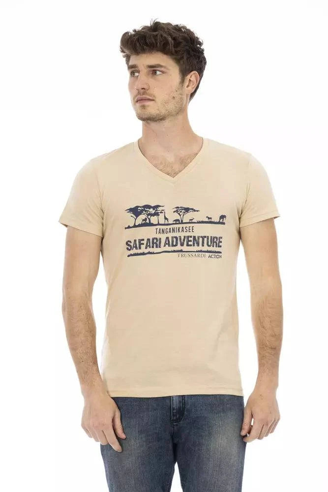 Trussardi Action Beige Cotton Men T-Shirt - ACCEXO