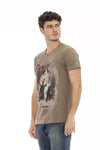 Trussardi Action Brown Cotton Men's V-Neck T-Shirt