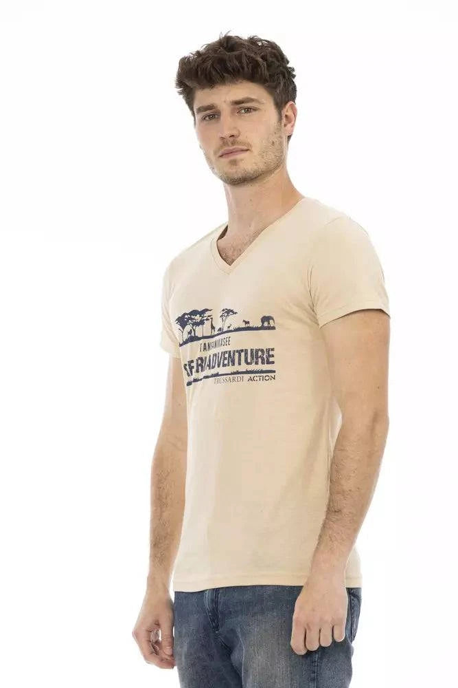 Trussardi Action Beige Cotton Men T-Shirt - ACCEXO
