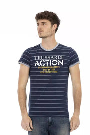 Trussardi Action Blue Cotton Men T-Shirt - ACCEXO