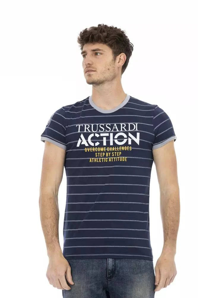 Trussardi Action Blue Cotton Men T-Shirt - ACCEXO