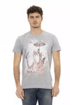 Trussardi Action Gray Cotton Men T-Shirt