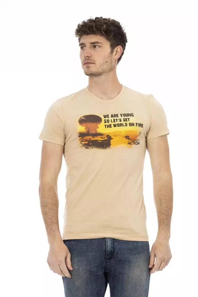 Trussardi Action Beige Cotton Men T-Shirt - ACCEXO