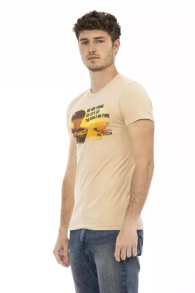 Trussardi Action Beige Cotton Men T-Shirt - ACCEXO