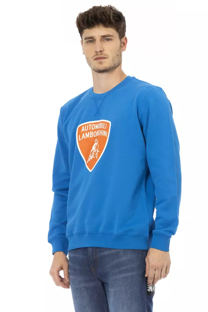 Automobili Lamborghini Blue Cotton Men Sweater Featuring The Iconic Lambo Logo