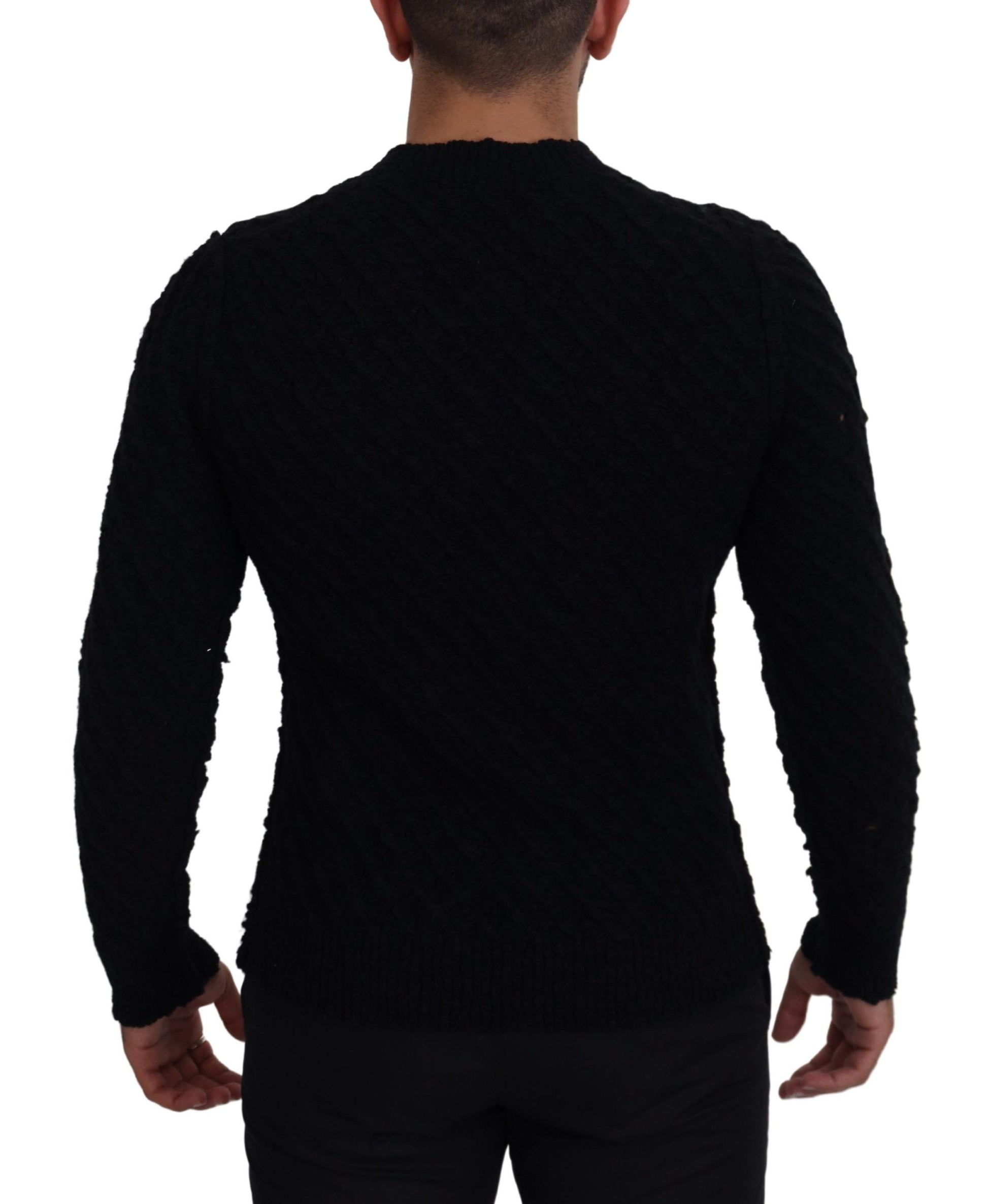 Dolce & Gabbana Elegant Black Wool-Blend V-Neck Sweater - ACCEXO