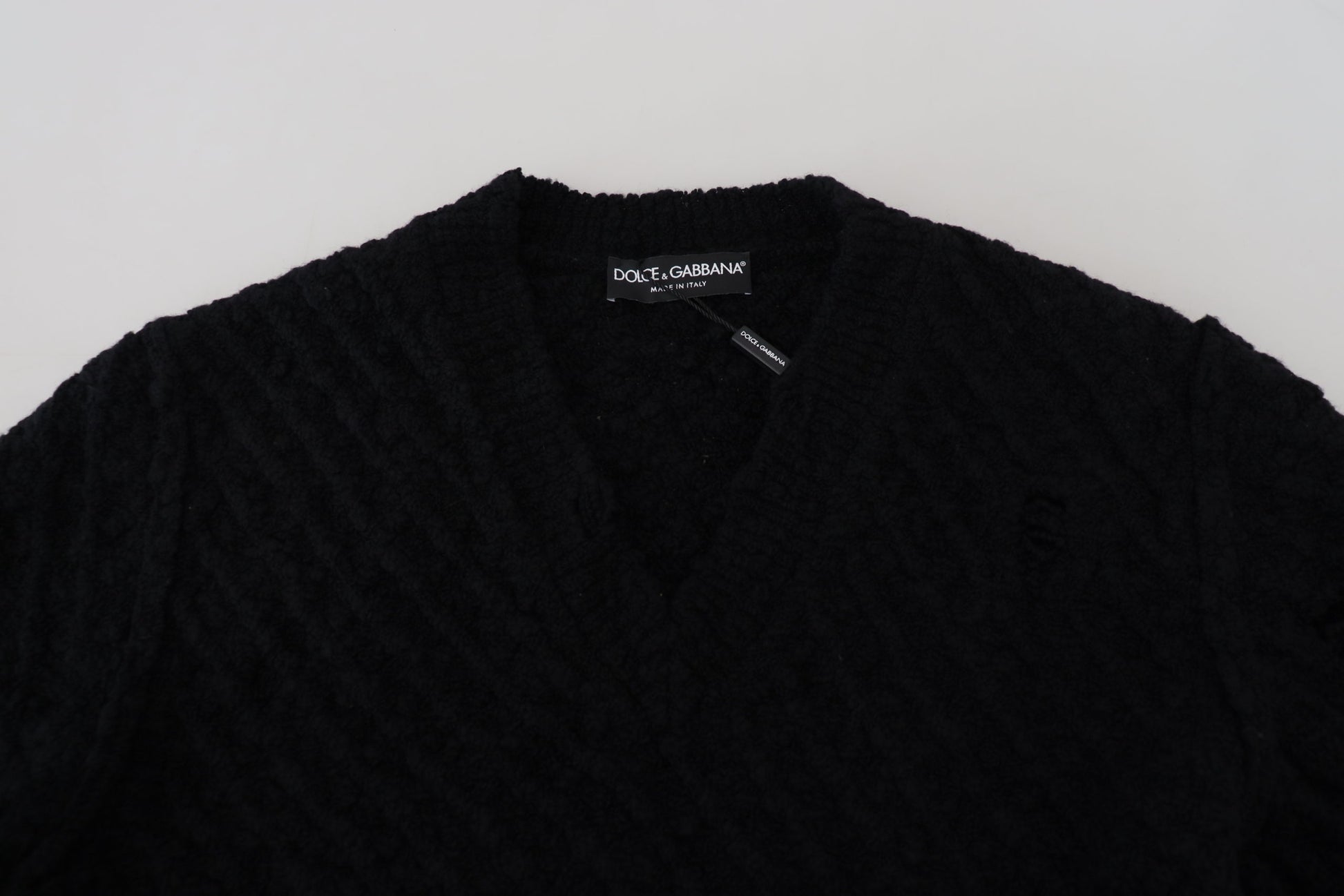 Dolce & Gabbana Elegant Black Wool-Blend V-Neck Sweater - ACCEXO