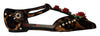 Dolce & Gabbana Floral Embellished Leopard T-Strap Sandals