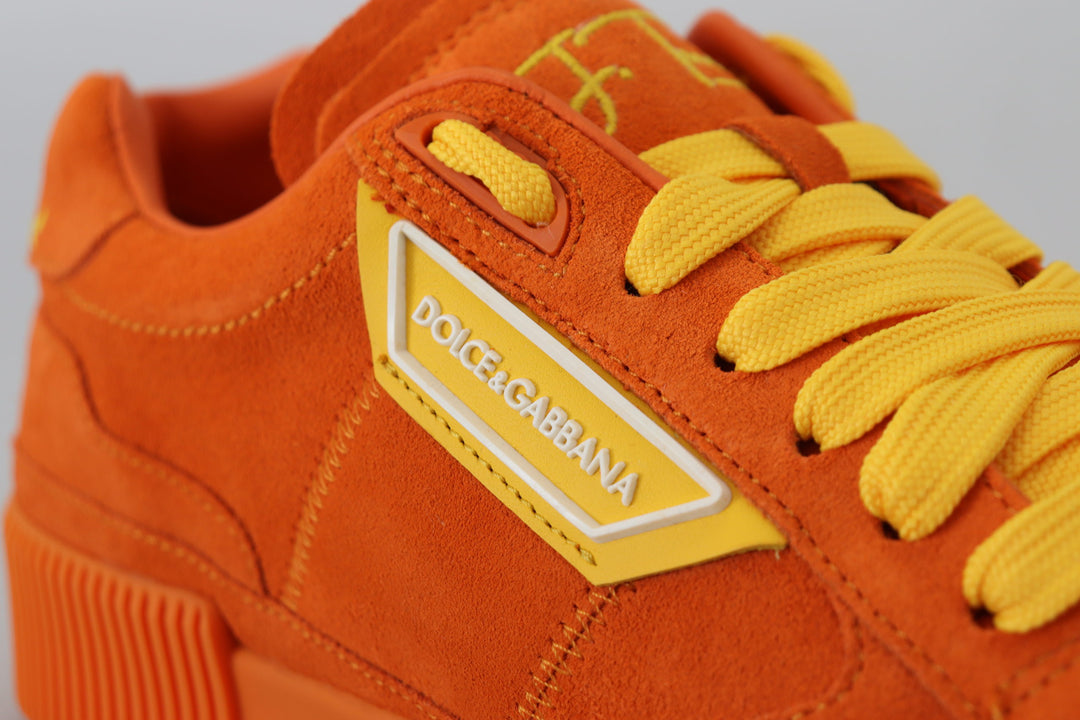 Dolce & Gabbana Chic Orange Suede Lace-Up Sneakers