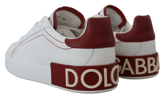 Dolce & Gabbana Chic White Portofino Leather Sneakers