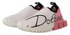 Dolce & Gabbana Elegant Sorrento Slip-On Sneakers in White & Pink