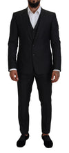 Dolce & Gabbana Elegant Gray Martini Three-Piece Wool Silk Suit