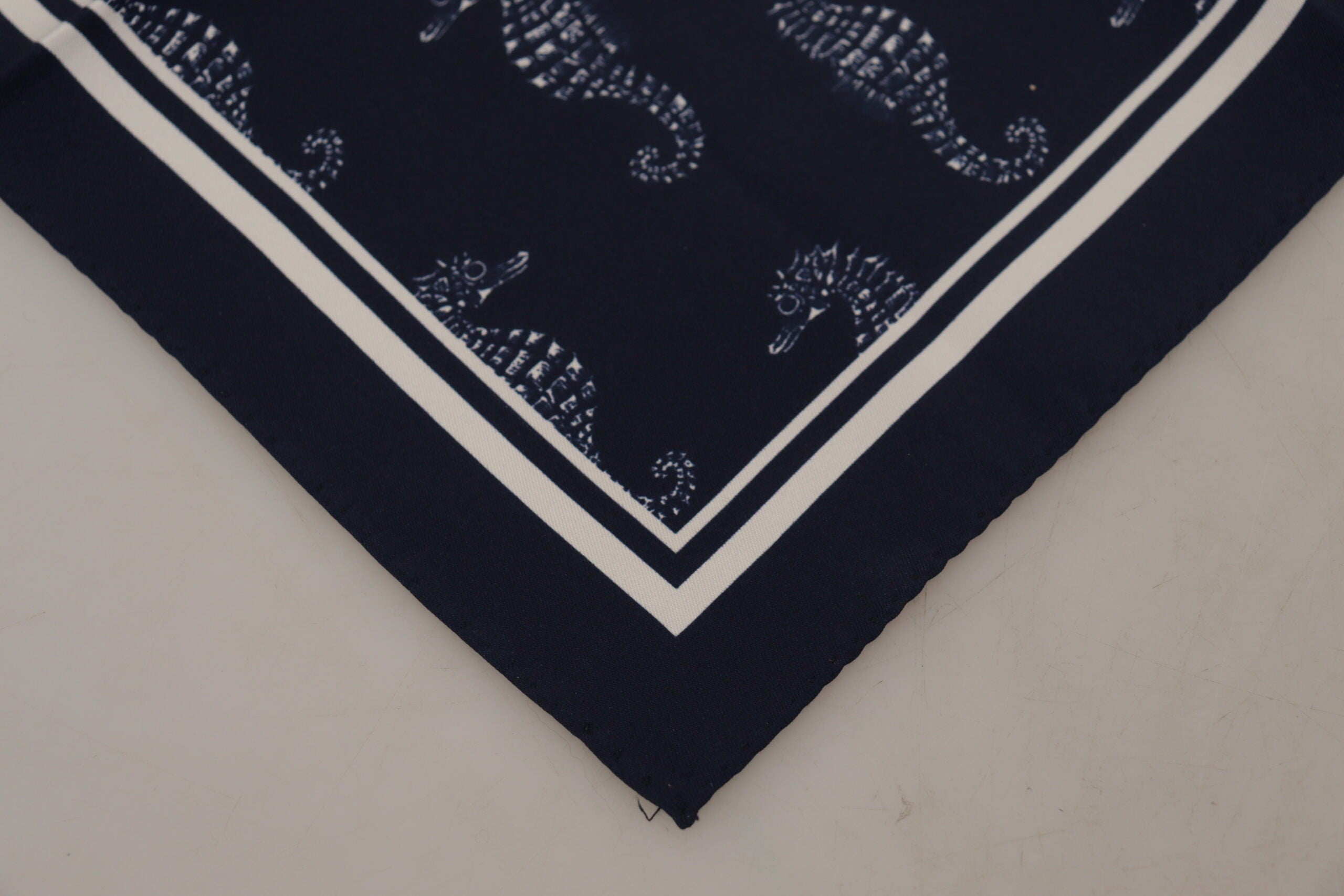Dolce & Gabbana Elegant Blue Seahorse Silk Men's Scarf - ACCEXO