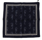 Dolce & Gabbana Elegant Blue Seahorse Silk Men's Scarf - ACCEXO