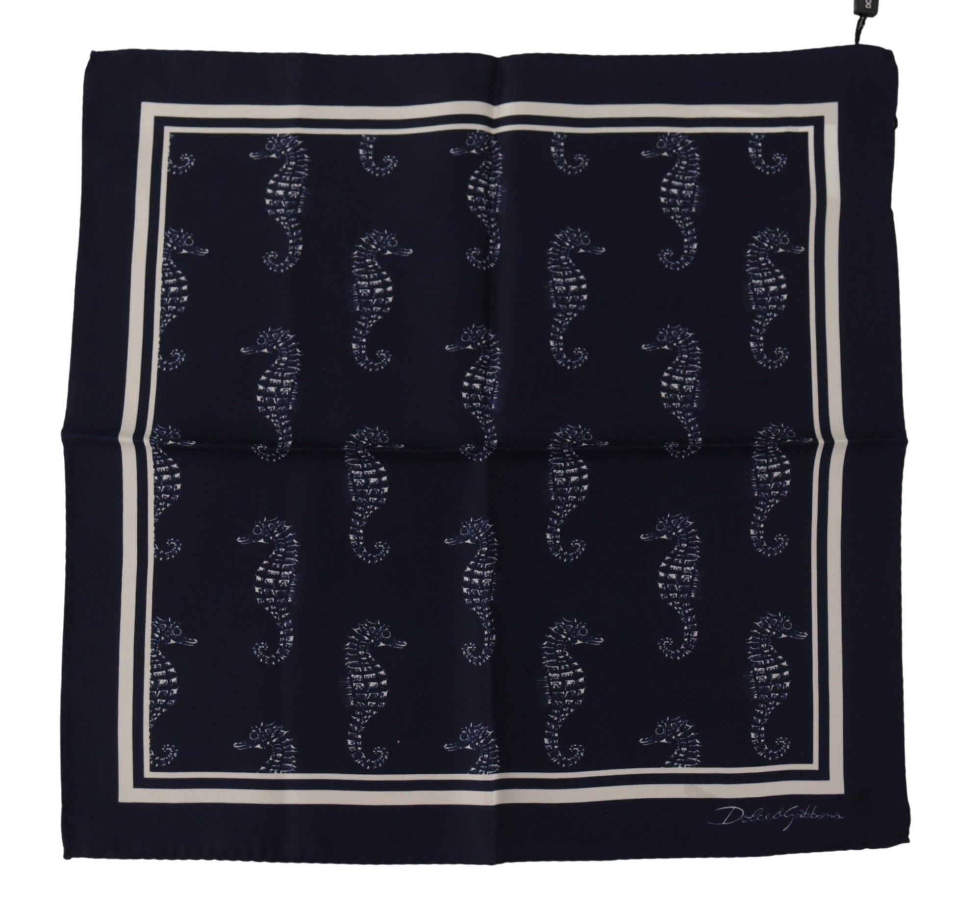 Dolce & Gabbana Elegant Blue Seahorse Silk Men's Scarf - ACCEXO