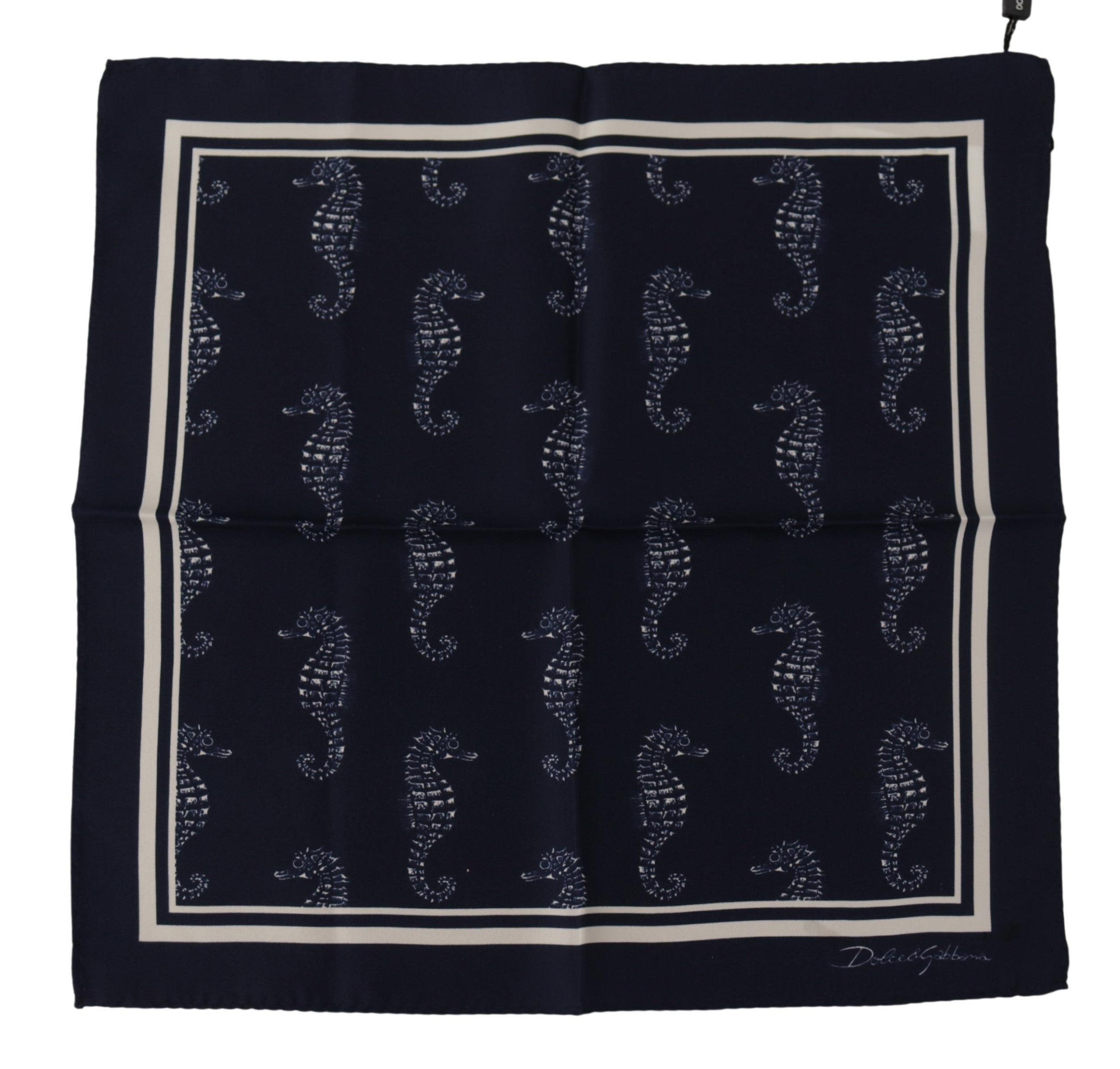 Dolce & Gabbana Elegant Blue Seahorse Silk Men's Scarf - ACCEXO