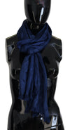 Costume National Elegant Silk Fringe Scarf in Chic Blue