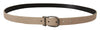 Dolce & Gabbana Elegant Beige Leather Belt with Silver Tone Buckle