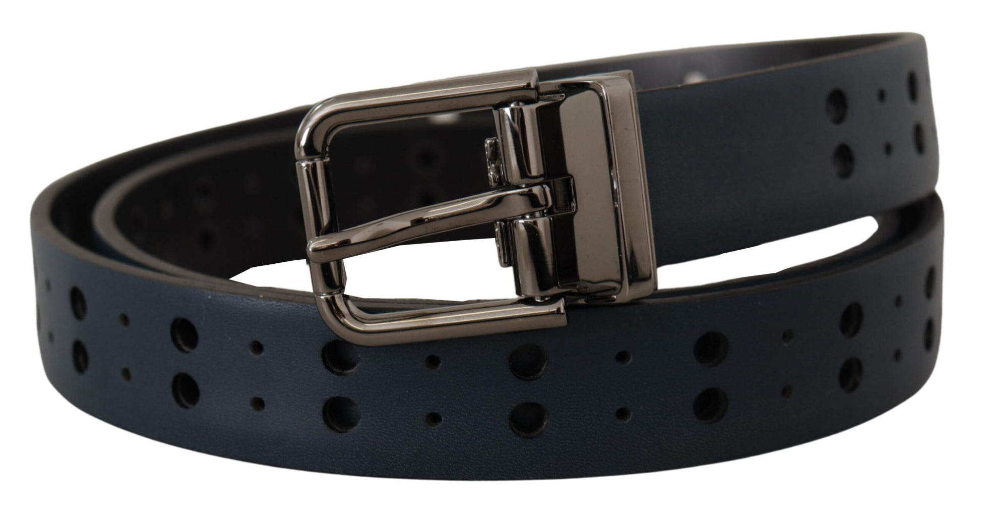 Dolce & Gabbana Elegant Blue Leather Belt with Metal Buckle - ACCEXO