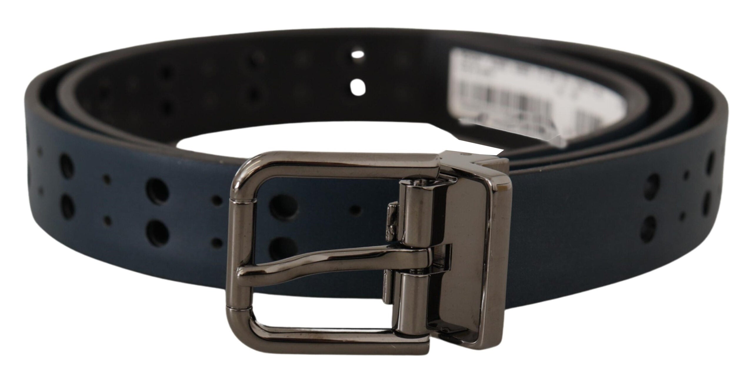 Dolce & Gabbana Elegant Blue Leather Belt with Metal Buckle - ACCEXO