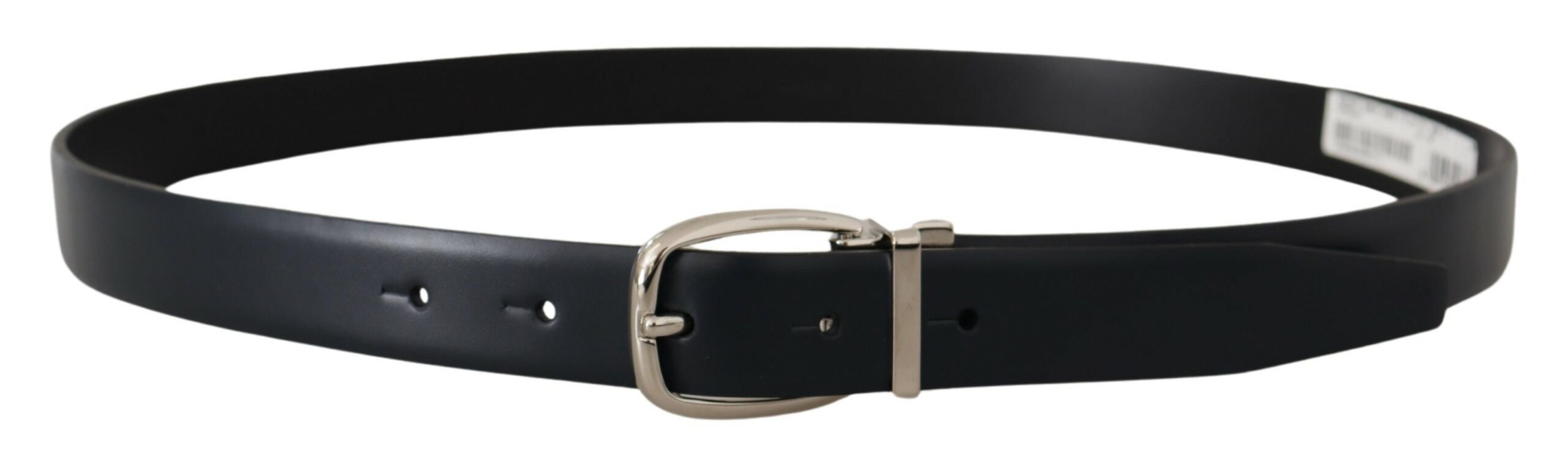 Dolce & Gabbana Elegant Black Leather Belt with Silver Buckle - ACCEXO