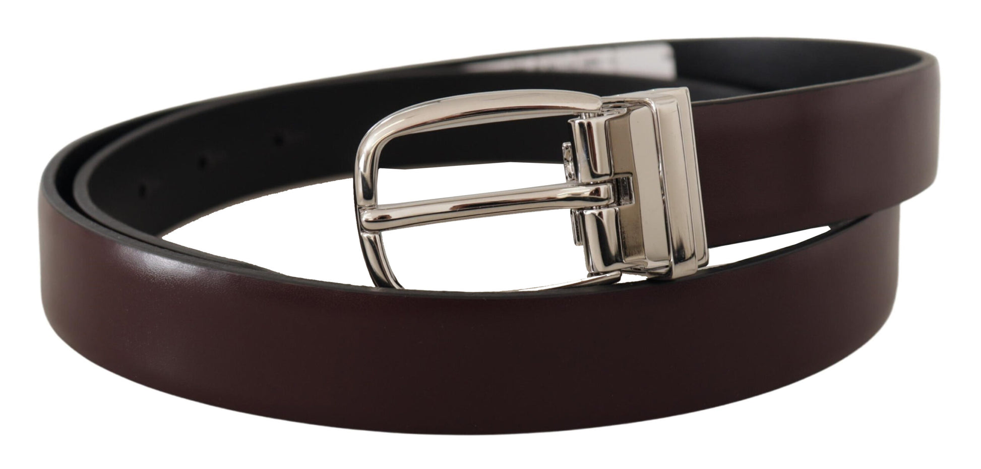 Dolce & Gabbana Elegant Leather Belt with Silver Metal Buckle - ACCEXO
