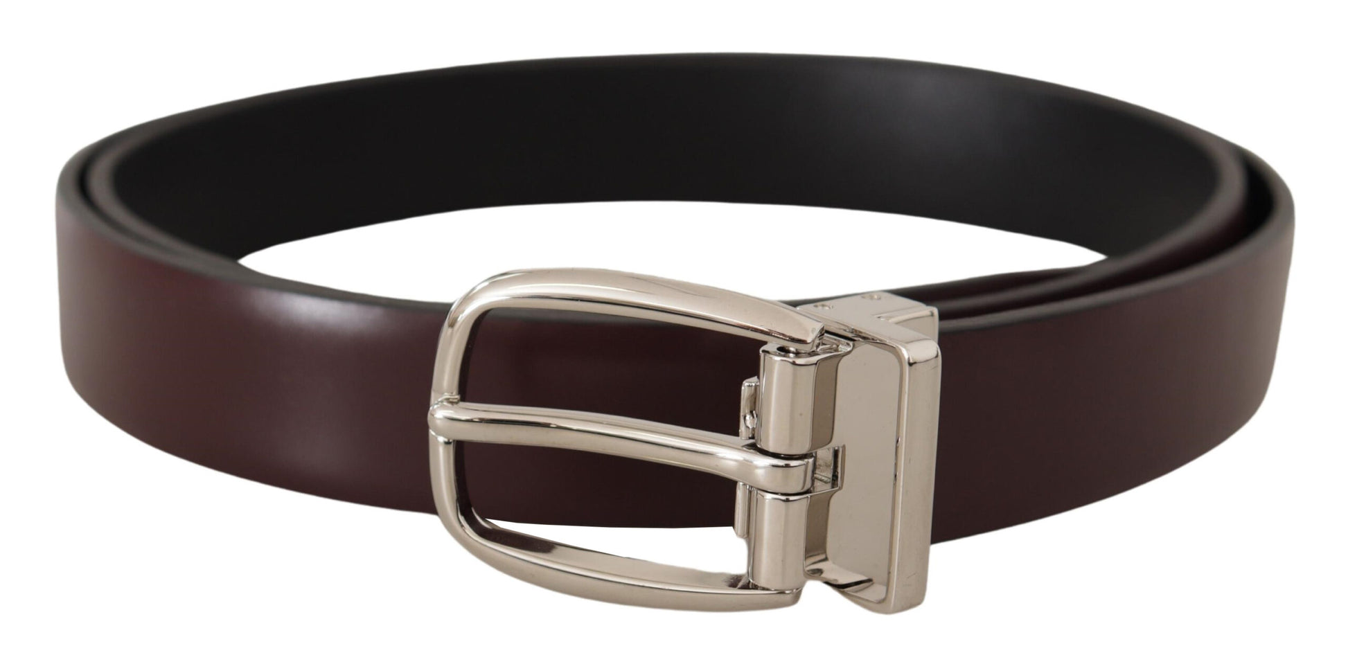 Dolce & Gabbana Elegant Leather Belt with Silver Metal Buckle - ACCEXO