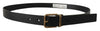 Dolce & Gabbana Elegant Black Leather Belt with Vintage Buckle