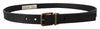 Dolce & Gabbana Elegant Black Leather Belt with Vintage Metal Buckle