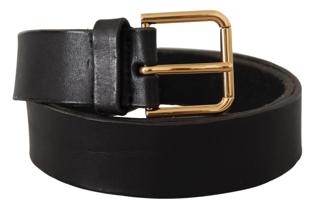 Dolce & Gabbana Elegant Black Leather Belt with Metal Buckle