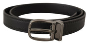 Dolce & Gabbana Elegant Black Leather Belt with Metal Buckle - ACCEXO