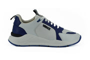 Versace Elegant Blue and White Leather Sneakers - ACCEXO