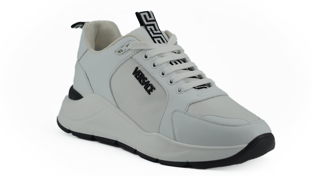 Versace Sleek White Calf Leather Sneakers - ACCEXO