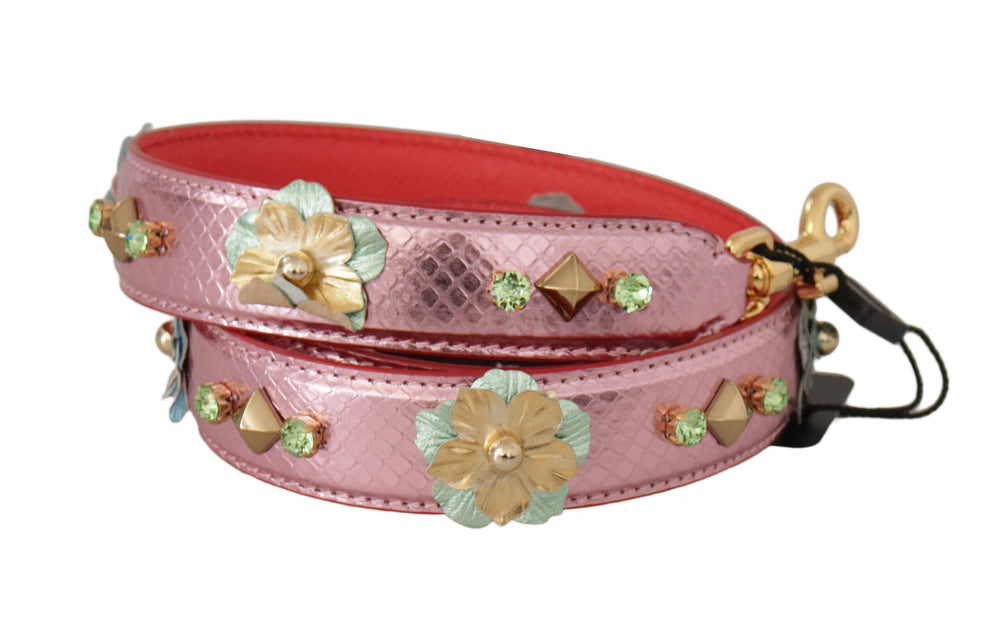 Dolce & Gabbana Elegant Metallic Pink Leather Shoulder Strap