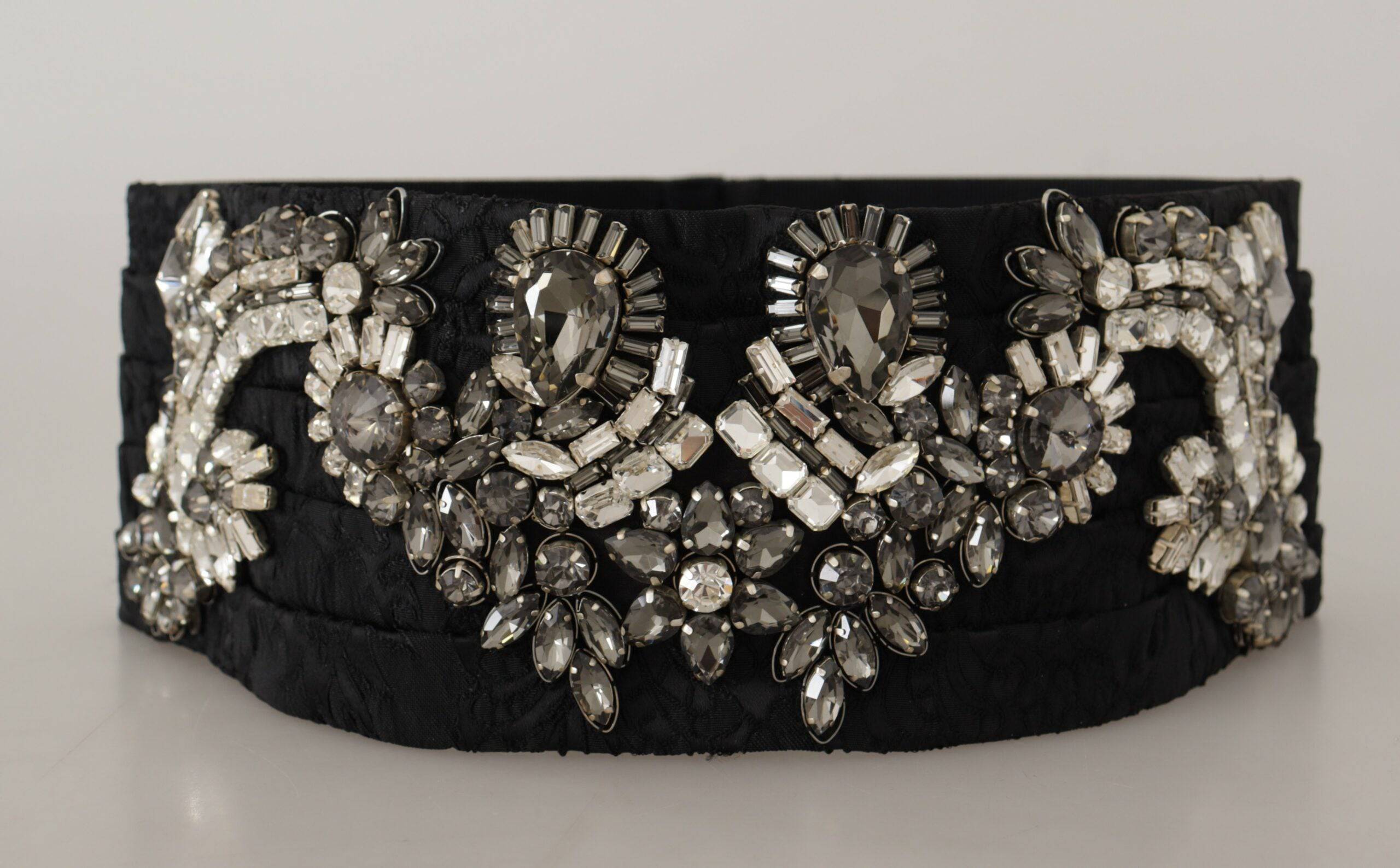 Dolce & Gabbana Elegant Rhinestone-Embellished Silk Belt - ACCEXO