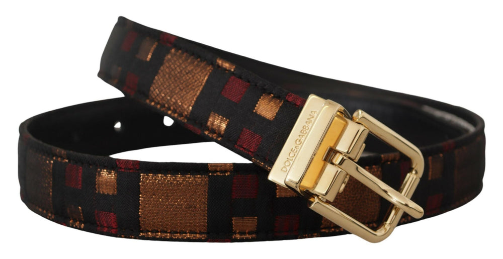 Dolce & Gabbana Multicolor Leather Belt with Gold Buckle