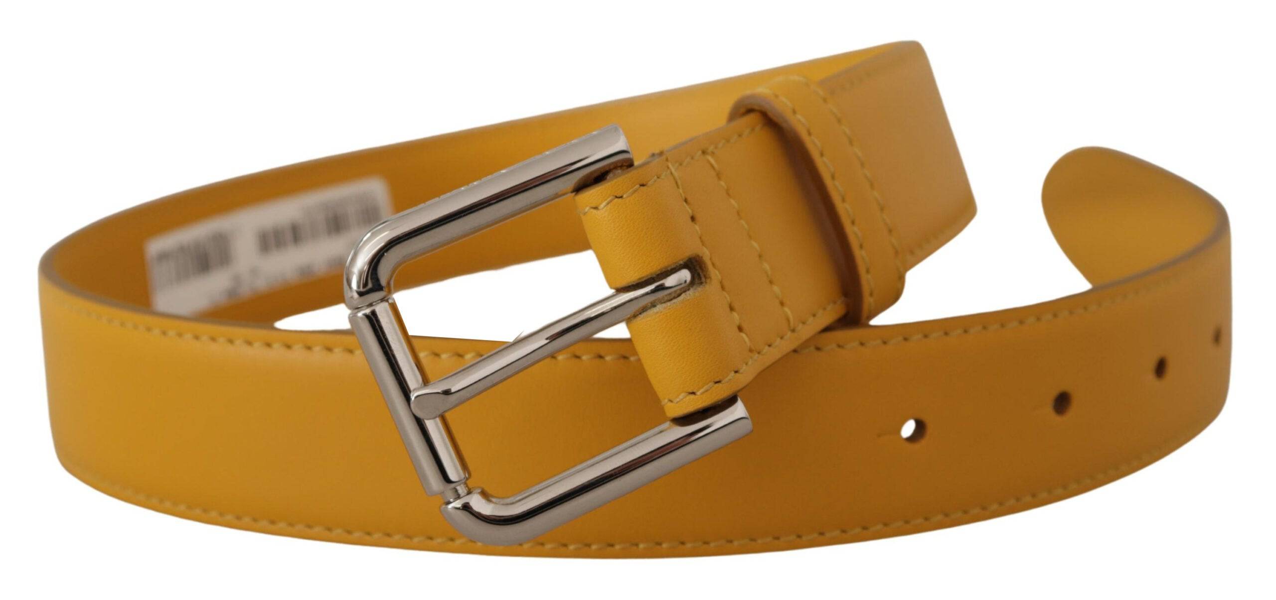Dolce & Gabbana Elegant Leather Belt in Sunshine Yellow - ACCEXO
