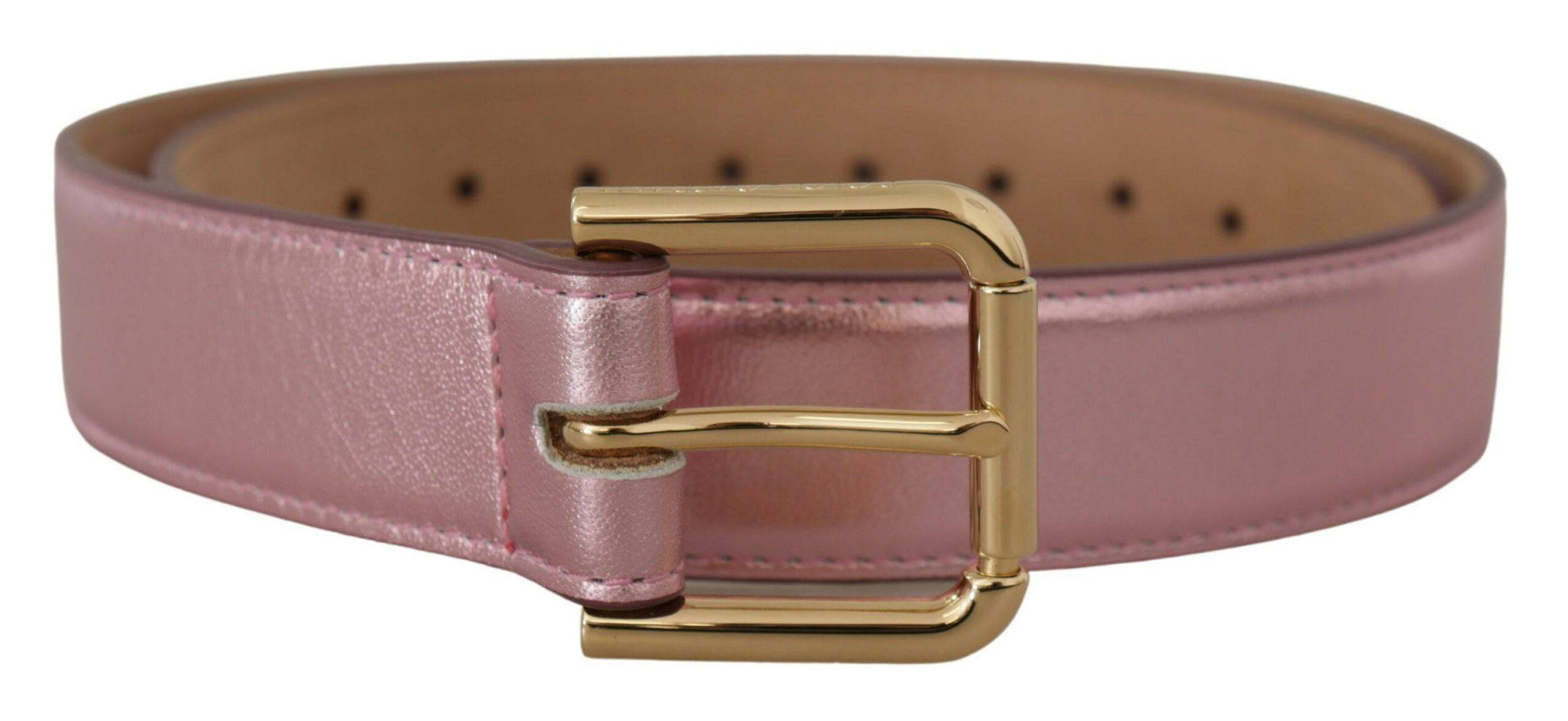 Dolce & Gabbana Elegant Metallic Pink Leather Belt - ACCEXO