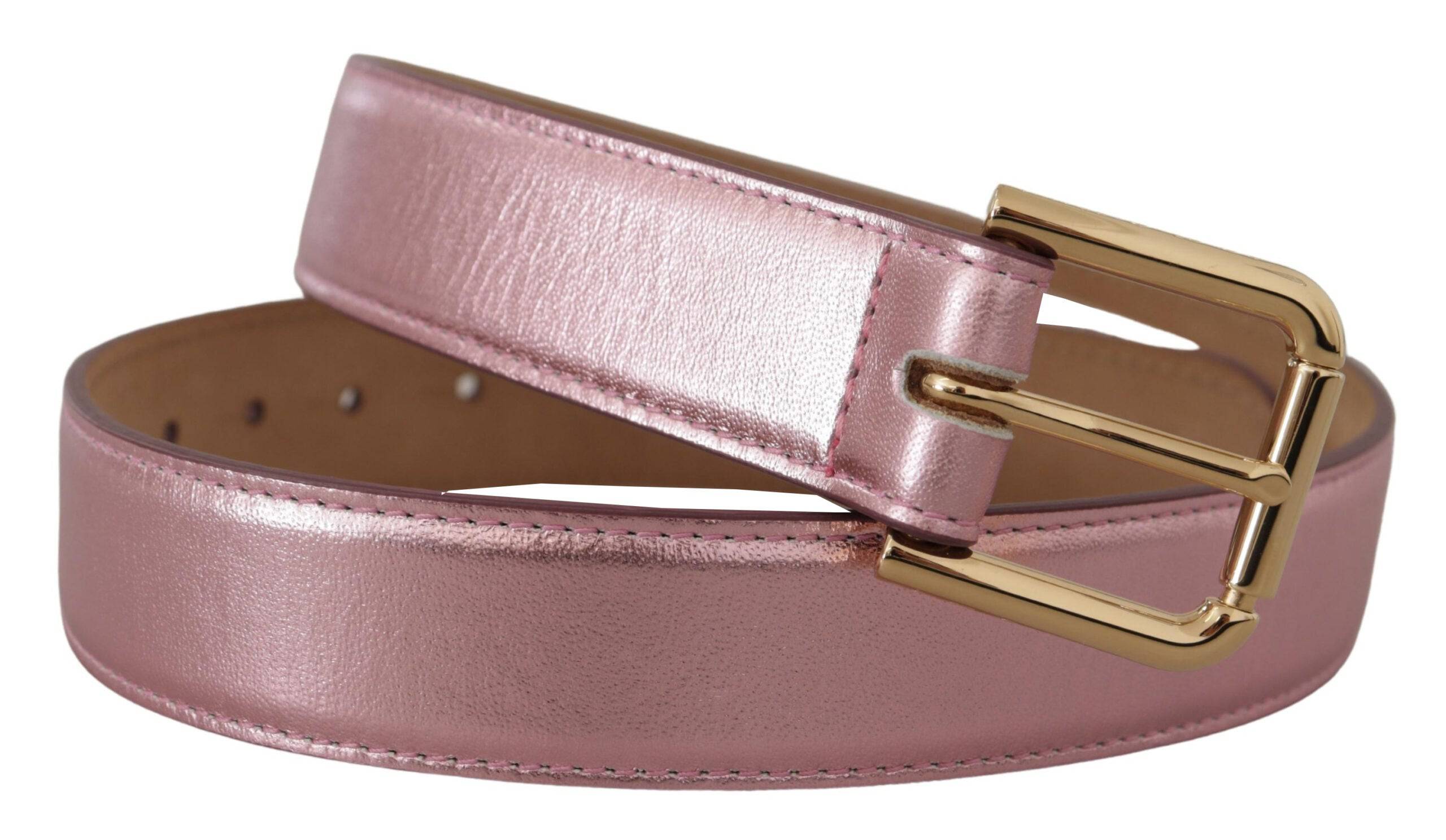 Dolce & Gabbana Elegant Metallic Pink Leather Belt - ACCEXO